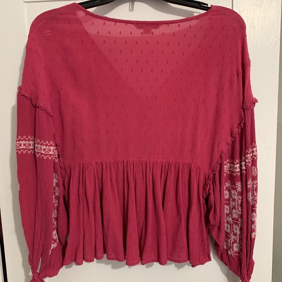 American Eagle Embroidered Boho Peasant Top Size S - Picture 9 of 9